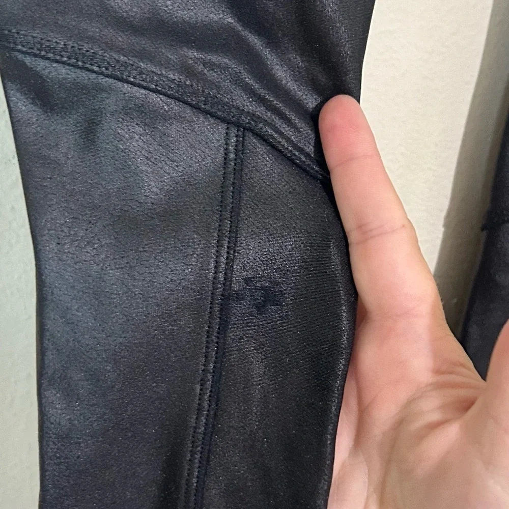 Spanx Faux Leather Black Moto Leggings SIZE SMALL